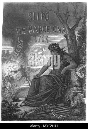 . Français : Historia del bloqueo mémorable y sitio de Barcelona heroica y defensa de los Fueros y Privilegios de Cataluña en 1713-1714 . 24 mars 2012. Mateu Bruguera (1820-1882) 242-Historia-mémorable sitio-Barcelone-1714-mateo-bruguera Banque D'Images