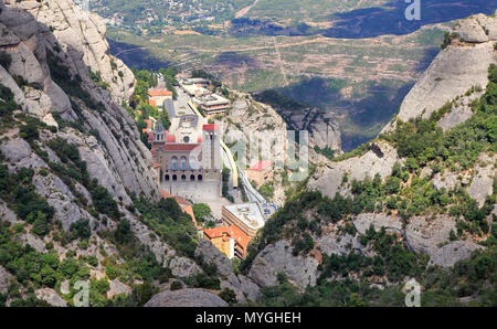 Le monastère de Montserrat, vue aérienne, en Catalogne, Espagne Banque D'Images