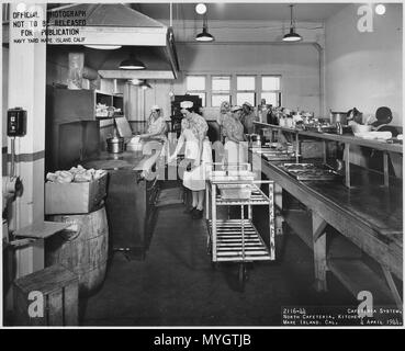 Système Cafétéria Cafétéria, au nord, Cuisine, US Navy Yard, Mare Island, cA. - Banque D'Images