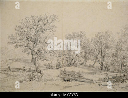 . Anglais : Ivan Ivanovitch Chichkine (1832-1898) Étude du paysage russe, 1893 graphite sur papier 31 x 43 cm (12 1/4 x 17 in.) signée et datée en bas à droite . 19e siècle. IVAN Ivanovitch Chichkine (1832-1898) 262 russe Ivan Ivanovitch Chichkine - étude de paysage Banque D'Images