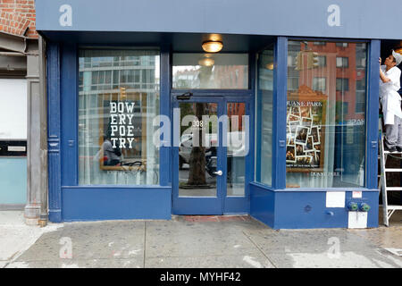 Bowery Poetry Club, 308 Bowery, New York, NY. devanture extérieure d'un club de musique dans le quartier de NoHo de Manhattan. Banque D'Images