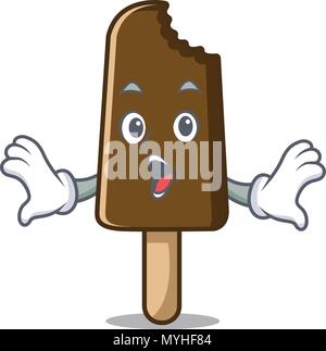 Surpris glace chocolat mascot cartoon Illustration de Vecteur