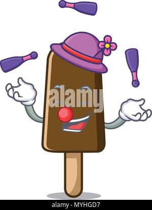 Juggling glace chocolat mascot cartoon Illustration de Vecteur