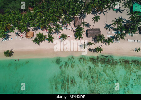 Vue aérienne de la plage de l'île tropicale, la République Dominicaine Banque D'Images