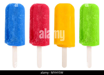 Les Popsicles collage popsicle glace assorties lolly glaces glaces été isolé sur fond blanc Banque D'Images