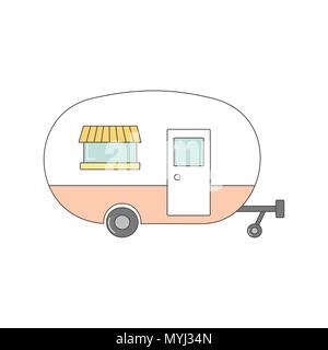 Cute cartoon vector camping-isolé sur fond blanc Illustration de Vecteur