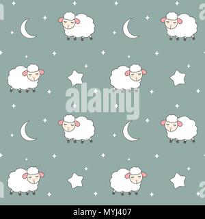 Cute cartoon belle illustration de fond vectoriel continu avec moutons Illustration de Vecteur