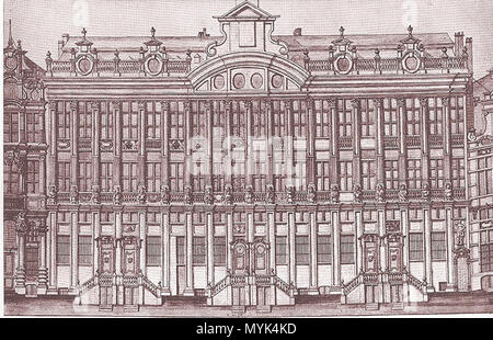 . Maisons de la Grand-Place de Bruxelles, d'après F.J. Rons de dessins et aquarelles exécutés de 1729 à 1749. Maison des ducs de Brabant, groupe de sept maisons reunies derrière une façade unique . 18 septembre 2007. Utilisateur:Ben2 339 Maisons Grand-Place BXL De rons 04 Banque D'Images