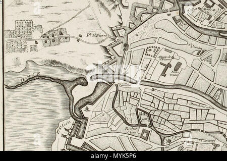 . Anglais : Site de Gand par Georges Louis Le Rouge . 29 février 2012. George Louis le rouge (*1707 - †1790) 343 Plan de Gand par Georges Louis Le Rouge, détail (5) Banque D'Images