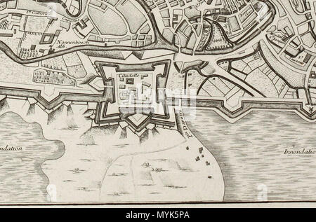 . Anglais : Site de Gand par Georges Louis Le Rouge . 29 février 2012. George Louis le rouge (*1707 - †1790) 343 Plan de Gand par Georges Louis Le Rouge, détail (7) Banque D'Images