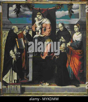 . Madonna enthroned avec l'enfant avec les saints . Moretto, Pala di orzinuovi . vers 1528. Voir le fichier ou la catégorie 370 Moretto, Pala di orzinuovi Banque D'Images