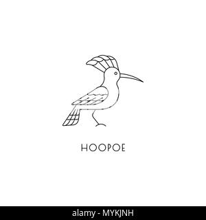 Huppe oiseau signe linéaire isolé sur blanc. Conception logo Vector Illustration de Vecteur