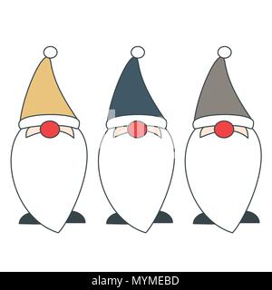Cartoon vector mignon joli jeu de gnomes isolé sur fond blanc Illustration de Vecteur