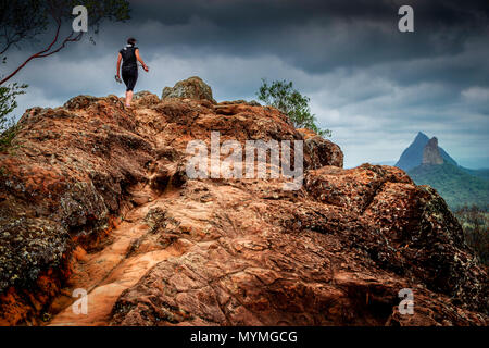 Conquérir le mont Ngungun, Queensland, Australie Banque D'Images