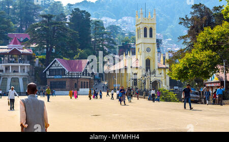 L'Église du Christ sur Shimla mall road. L'aspect majestueux de l'église et son superbe emplacement en fait un premier attrait pour visite. Banque D'Images