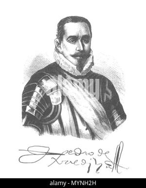 . Pedro de Valdivia avec sa signature . Années 1540. 433 Inconnu Portrait de Pedro de Valdivia avec sa signature Banque D'Images