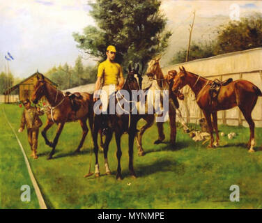 . Anglais : Raymond Rodgers Belmont sur Domino vers 1880 peint par Gustav (1858-1927) Muss-Arnolt . vers 1880. Gustav (1858-1927) Muss-Arnolt 447 Raymond Rodgers Belmont sur Domino vers 1880 peint par Gustav Muss-Arnold Banque D'Images