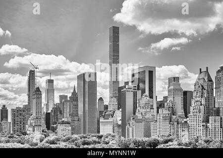 Noir et blanc photo de Manhattan skyline, New York City, USA. Banque D'Images