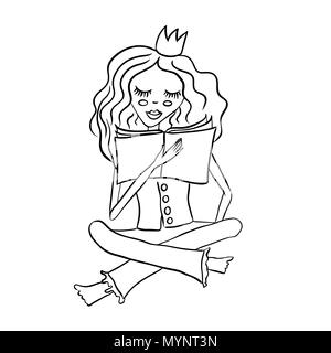 Princesse mignon avec réserve. Vector illustration simple. Illustration de Vecteur