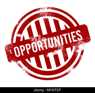Opportunités - grunge stamp, bouton rouge Banque D'Images
