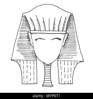 Croquis d'un pharaon de tête sans visage. Vector Illustration de Vecteur