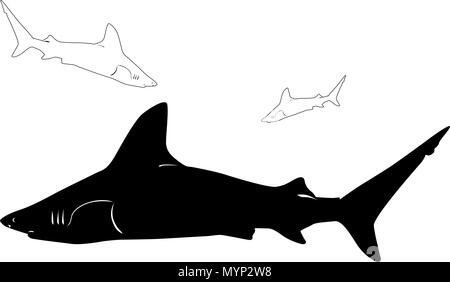 Sous-marin requin vecteur silhouette Illustration de Vecteur