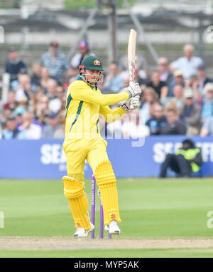 Au bâton Stoinis Marcus pour l'Australie pendant les 50 plus de tour cricket match entre la promenade Sussex et l'Australie à la 1ère du terrain dans le comté Central Hove. 07 Juin 2018 Banque D'Images