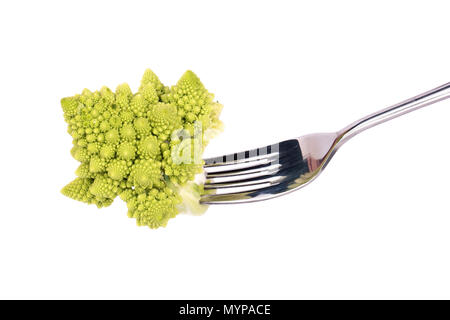 Brin de chou Romanesco sur la fourche close-up Banque D'Images