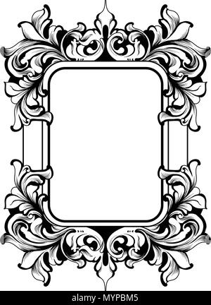 Vintage Frame vecteur. Ornées de riches décors sculptés classique. Design sophistiqué Baroque Illustration de Vecteur