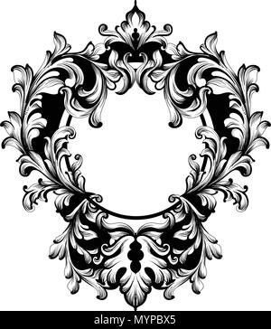 Vintage Frame vecteur. Ornées de riches décors sculptés classique. Design sophistiqué Baroque Illustration de Vecteur