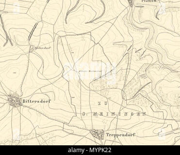 . Deutsch : Ausschnitt mit Markersdorf und den umgebenden, Kottendorf Dörfern und Rittersdorf Treppendorf aus der Karte der Kgl. Preuss. Landesaufnahme von 1888, Topographische Karte Nr. 5133. 1888. Kgl. Preuss. Landesaufnahme 464 Ruine Markersdorf Banque D'Images