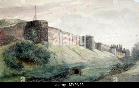 . Anglais : Vue de la section nord-ouest de l'ancien mur de la ville de Maastricht, aux Pays-Bas. Couleur de l'eau par Alexandre Schaepkens, c 1860. . 9 mai 2016, 19:13:05. Alexandre Schaepkens (1815 - 1899) 3 Alexandre Schaepkens, westelijke stadsmuur Maastricht, ca 1860 Banque D'Images