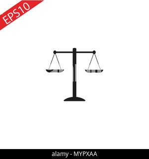 L'icône de l'échelle de Justice noir sur fond blanc Illustration de Vecteur