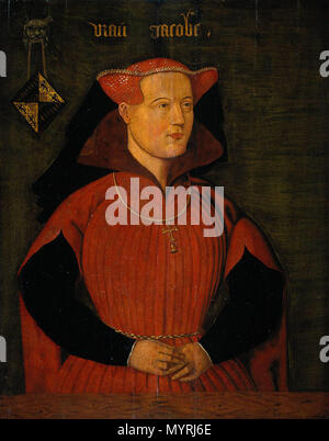 . Portrait de Jacqueline, comtesse de Hainaut. À mi-longueur, face vers la droite. La réalisation d'une chaîne avec la croix de l'Ordre de Saint Antoine. Ses armoiries en haut à droite. 16ème siècle après une copie original perdu datant de 1435. Pendentif de fichier:Frank II van Borsselen.jpg. . Portrait de Jacqueline de Bavière (1401-1436), comtesse de Hollande et de Zélande . 16e siècle 364 Jacoba van Beieren (1401-1436), Gravin van Holland en Zeeland Banque D'Images