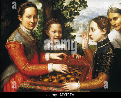 . Lucia Anguissola Europa, Minerva et jouer aux échecs. . Le jeu d'échecs (Portrait de l'artiste's soeurs jouer aux échecs). Sofonisba Anguissola 1555358 - Portrait de l'artiste's soeurs jouant aux échecs - WGA00697 Banque D'Images