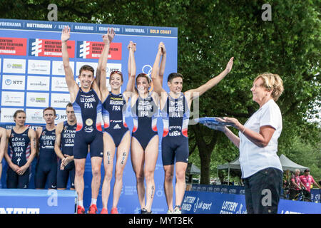 Nottingham, Royaume-Uni. Jun 7, 2018. La France de l'équipe prend le bronze. Credit : Crédit : Dan Dan Cooke Cooke/Alamy Live News Banque D'Images