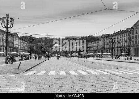 Aperçu de l'une des plus belles places de Turin. Banque D'Images