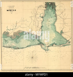 . Anglais : l'échelle ca. 1:205 000. Guerre civile LC Cartes (2e éd.), 109 Site de la baie de Mobile montrant des forts, des villages, des sondages, et quelques routes. Description provenant de la bibliographie publiée. Accessible également sur le site web de la Bibliothèque du Congrès comme image raster. . Approches à Mobile (Alabama). 1864.. 1864. United States Coast Survey 373 approches de Mobile, Alabama) 1864. 99447256 LOC Banque D'Images