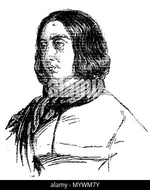 . Anglais : Portrait de George Sand en 1832, d'une lithographie de Jullien. 3 George Sand 1832 Banque D'Images