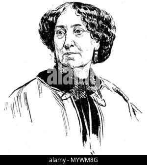 . Anglais : Portrait de George Sand en 1866, d'une lithographie de Lafosse. 3 George Sand 1866 Banque D'Images