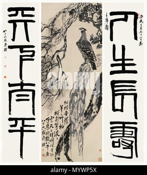 . Chinois : ? ? ? ? ? ?· ? ? ? ? ? ? Eagle standing on pine tree . 19462 Qi Baishi Eagle Banque D'Images