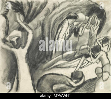 . Русский : А. Маке. Скорбящая женщина. 1912 . 1912. Inconnu 12 août Macke-Klagende (femme) 1912 Deuil-lavage du charbon de bois sur papier Banque D'Images