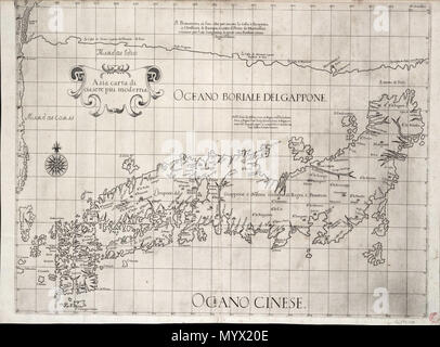 . Anglais : diciasete modernaSingle Asie carta piu. Engr. Échelle : [ca.1:3 000 000 (lat)]. Note cartographique : Diplômé de Honshu, Kyushu et Shikoko. Projection Mercator [premier eridian par Pico, Açores]. Table des matières note : la partie nord de la carte est occupé par le promontoire putatifs de Jezu, 'jusqu'à présent inconnue de tous les chrétiens de l'Europe". Inscription : Gérant AF fecit. Inscription : "9" gravé en haut à gauche. De Sir Robert Dudley's dell'Arcano del Mare, vol I. Florence, 1646. G273:2/2 Honshu, Shikoko par Dudley . 1646. Antonio Francesco [gérant engraver] ; [Sir Robert Banque D'Images