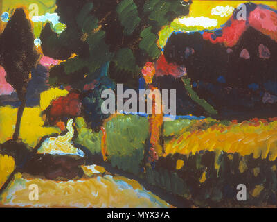 Bpk 24,260 Kandinsky, Wassily (1866 - 1944), 'ommerlandschaft Russischer Maler ;' ; Gem‰lde / se remet à l'auf Karton von Wassily Kandinsky, 1909, 34 x 46 cm Original : Saint-pétersbourg, Staatliches Russisches Museum Standort bitte angeben ! ; d Foto : Beniaminson ; Das Werk ist urheberrechtlich abgebildete gesch'tzt. Nutzer der hat vor die Verˆffentlichung abzugelten l'einzuholen und bei : VG Bild-Kunst, Bonn 53113 Weberstrafle, 61 ; 116 Кандинский Летний пейзаж Мурнау 1909 в Banque D'Images