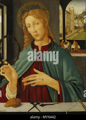 . Le Christ avec les instruments de la Passion . circa 1485 7 le Christ avec les instruments de la passion - d'Arcangelo Jacopo del Sellaio Banque D'Images