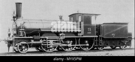 . Deutsch : Locomotive n° 73 (1895) 173 ab Nr. der Serie A3T der Nordoſtbahn, 1886 gebaut inn der schweizerischen Machinen-Fabrique zů Locomotiv- und Winterthur (Fabr-Nr. 449), 1902 von den Schweizeriſchen Bundesbahnen übernommen als B N° 3/4 1433, 1906 Keſſel ausgeſtattet mit neuem 1926 Dienſt geſtellt, appartements und anſchließend abgebrochen. . Entre 1885 et 1896. Inconnu 1 73A3TNOBi Banque D'Images