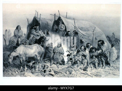 . Español : Grupo de tehuelches (dibujo de 1832). En 'Voyage au pole sud et dans l'Océanie .....' por las naves francesas y Astrolabe Zelee, bajo el mando de Jules Dumont d'Urville English : Groupes de Patagons, détroit de Magellan. Dans : 'Voyage au pole sud et dans l'Océanie .....' par les navires français ASTROLABE et ZELEE sous le commandement de Dumont d'Urville, 1842. . 1832. Inconnu 5 Urville-Patagonians2 Banque D'Images