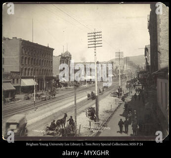 N° d'appel : MSS P24 Oversized fort . 778 MSS P 24. Entre vers 1890 et vers 1900 25 côté ouest du Temple Street, Salt Lake City. C.R. Savage, Photo. Banque D'Images