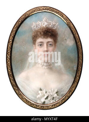 . Anglais : La Princesse de Galles portant la tiare de diamants qui lui a été donné par Albert Edward, prince de Galles (futur roi Édouard VII), comme un cadeau de mariage, connu sous le nom de Rundell Tiara. . Portrait de la Reine Alexandra quand la princesse de Galles (1844-1925) . 1884 21 Charles Turrell (1846-1932), Portrait de la princesse Alexandra Banque D'Images