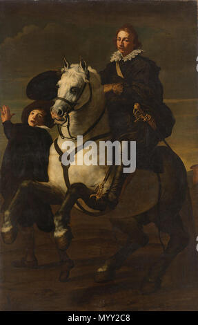 . Nederlands : Portret van een man te paard. Naast het paard loopt een Knecht. . Q17342519 . circa 1610-1620. Anonyme (Espagne ?) 85 Portrait d'un homme sur l'École Espagnole Rijksmuseum Amsterdam SK-C-311 Banque D'Images
